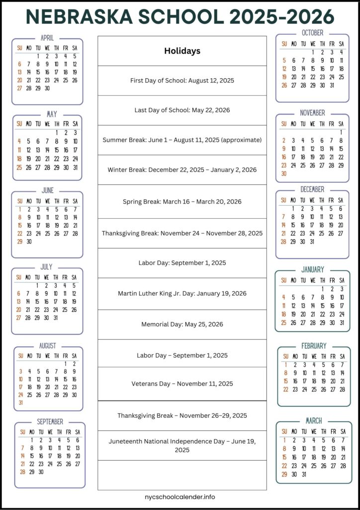Nebraska School Calendar
