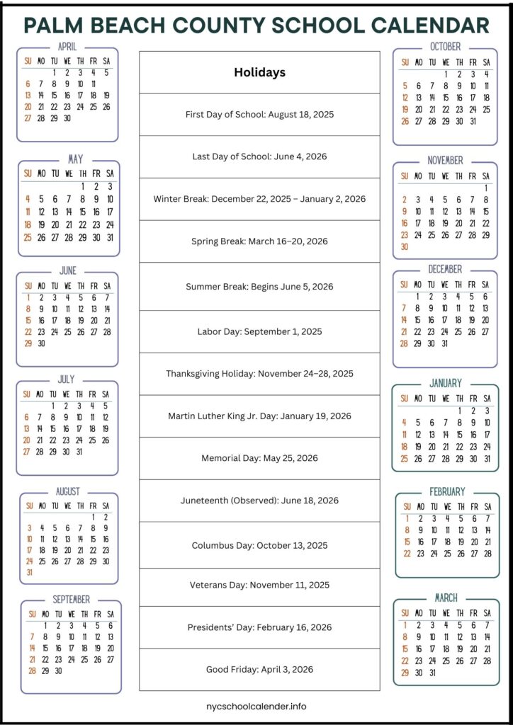 Palm Beach County School Calendar