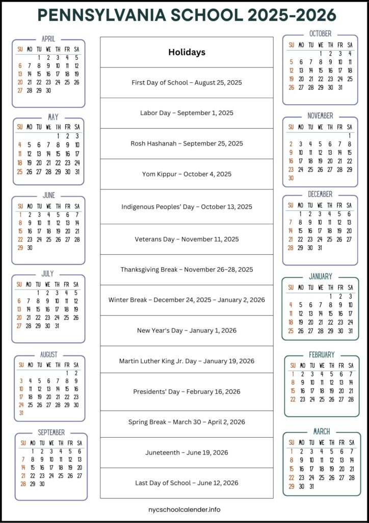 Pennsylvania School Calendar 