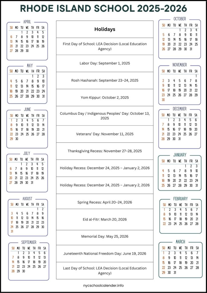 Rhode Island School Calendar