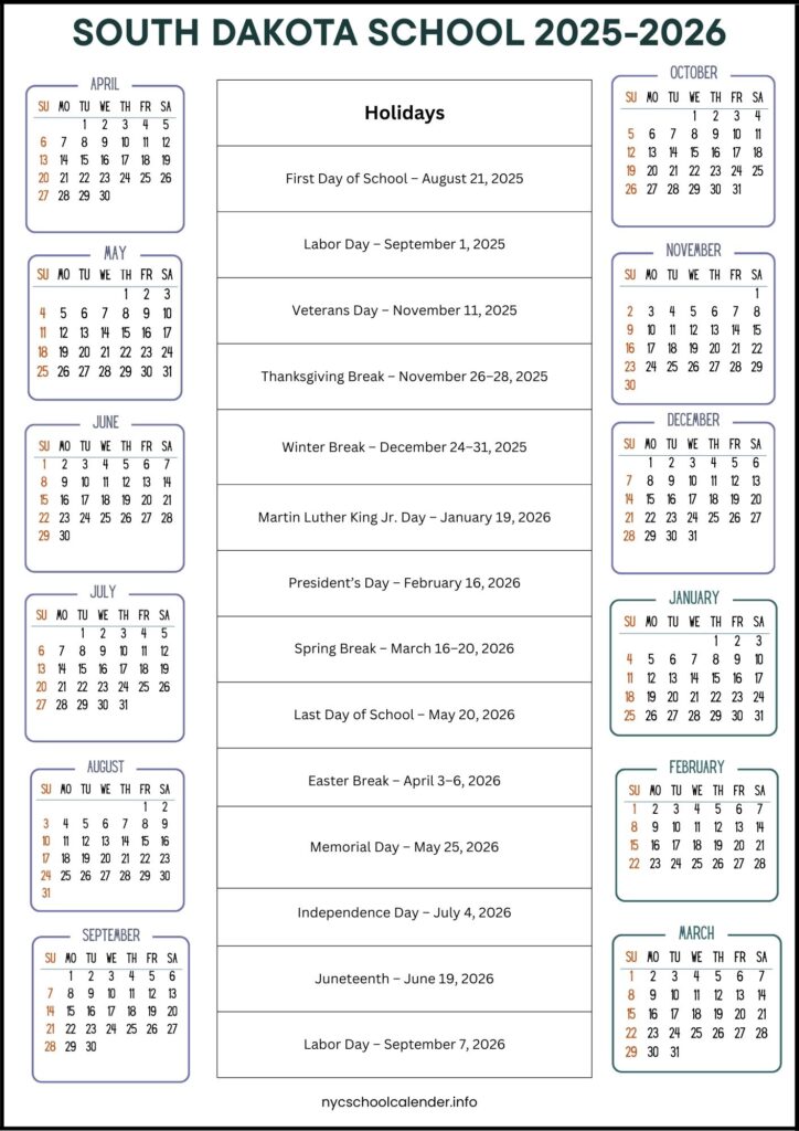 South Dakota School Calendar
