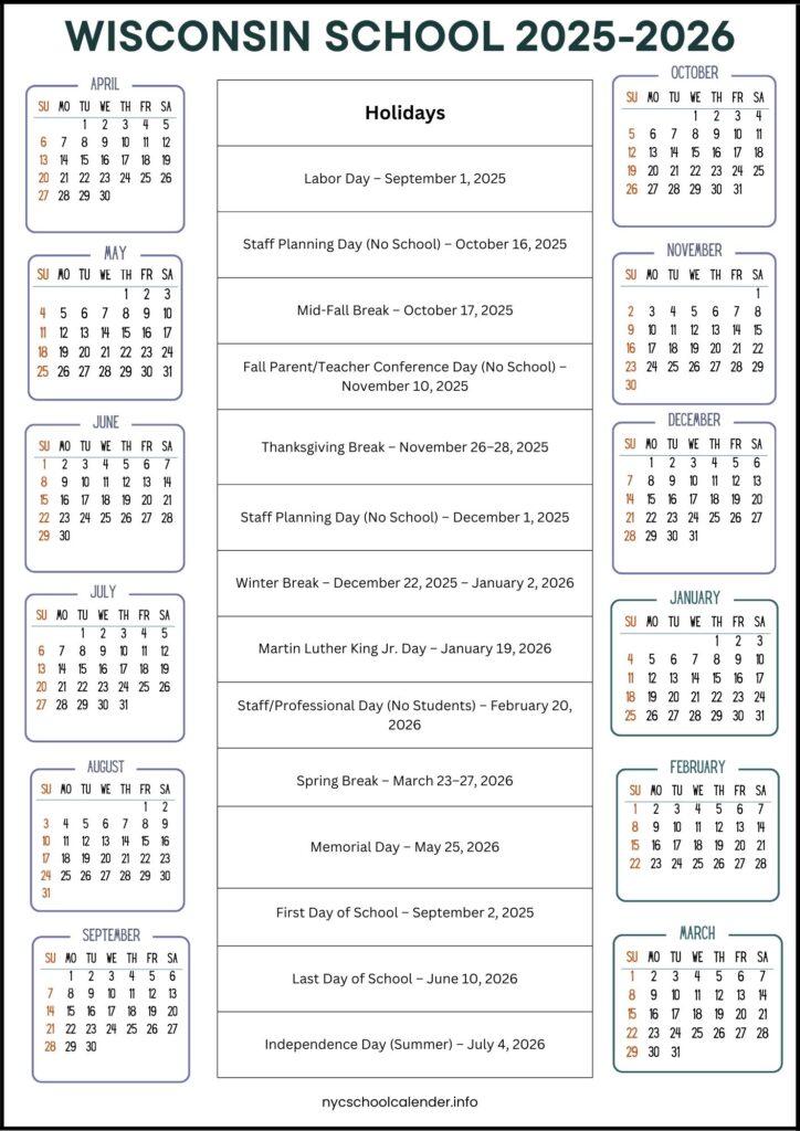 Wisconsin School Calendar