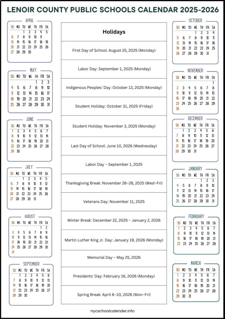 Lenoir County Public School Calendar 