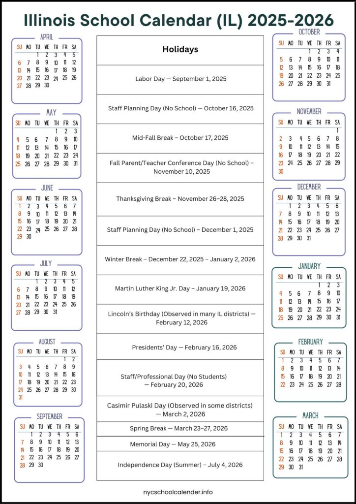Illinois School Calendar