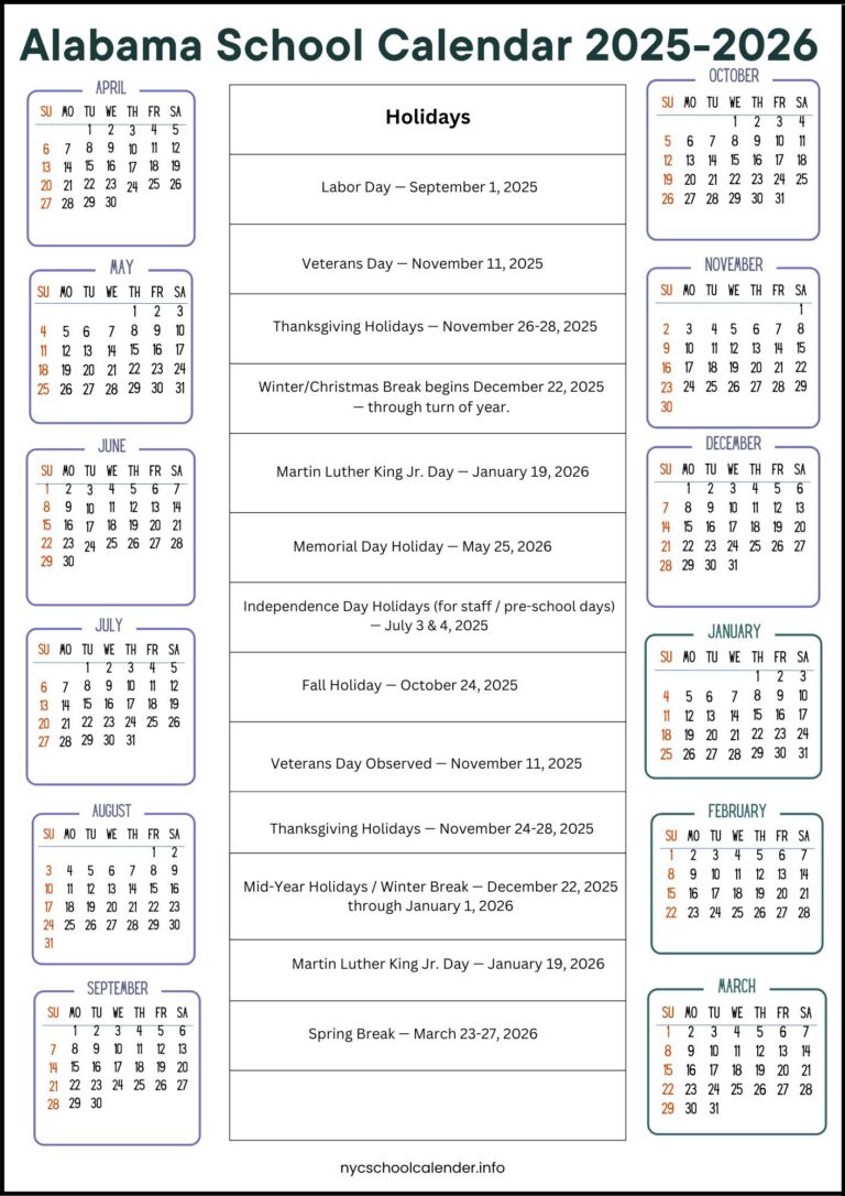 Alabama School Calendar (AL) 2026-2027 [Schedule]